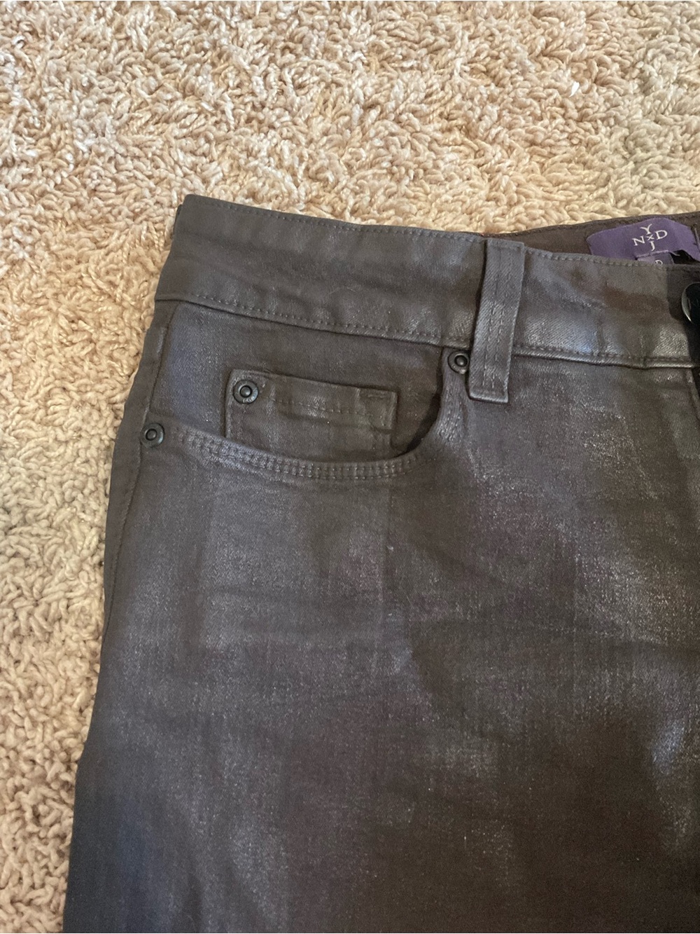 NYDJ Women's Coated Brown-Black Skinny Jeans